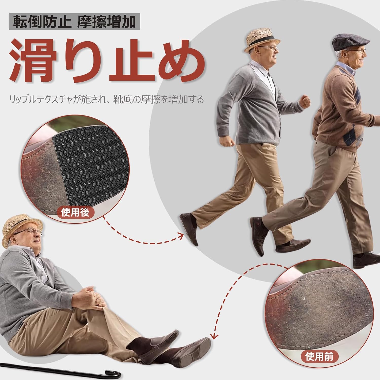 Topatrol 靴底滑り止めパッド 靴底保護パッド 滑り止め 靴底グリップ 男女兼用 滑り止めステッカー 自己粘着 【 3ペア 6枚 2.8mm厚 リップルテクスチャー】 靴底プロテクター スベリ止め 靴底保護 アクセサリー 貼るだけ 高粘着両面テープ付き (ブラック)