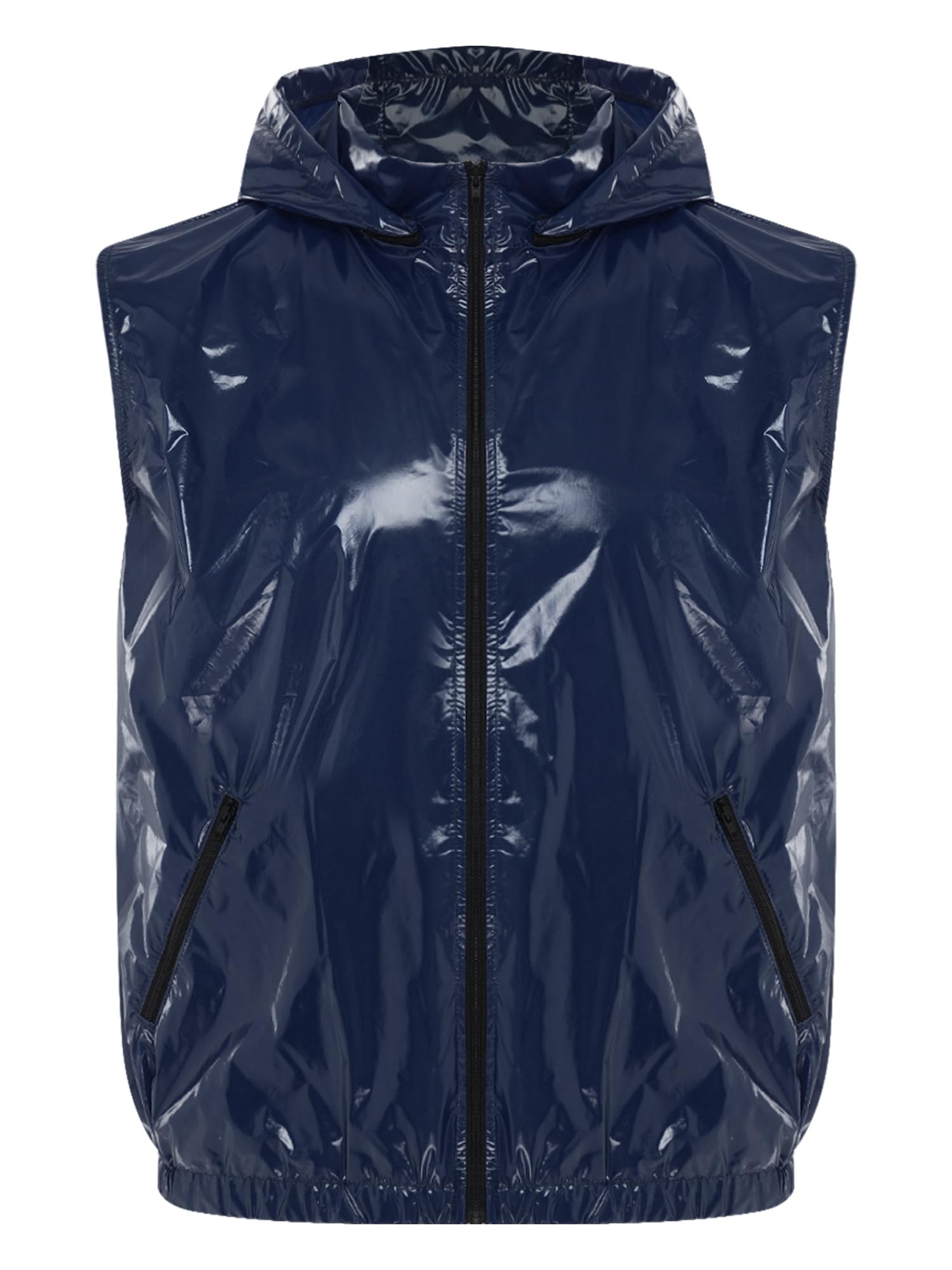 Chaleco de trabajo azul con capucha impermeable para hombre 6