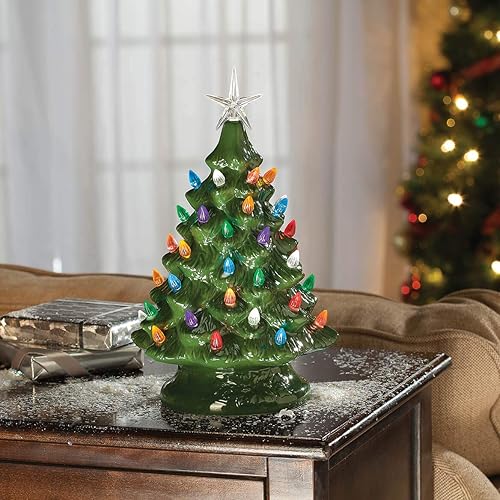 Miniatura 5 de HOLIDAY PEAK - Árbol de Navidad de cerámica de estilo vintage con pilas
