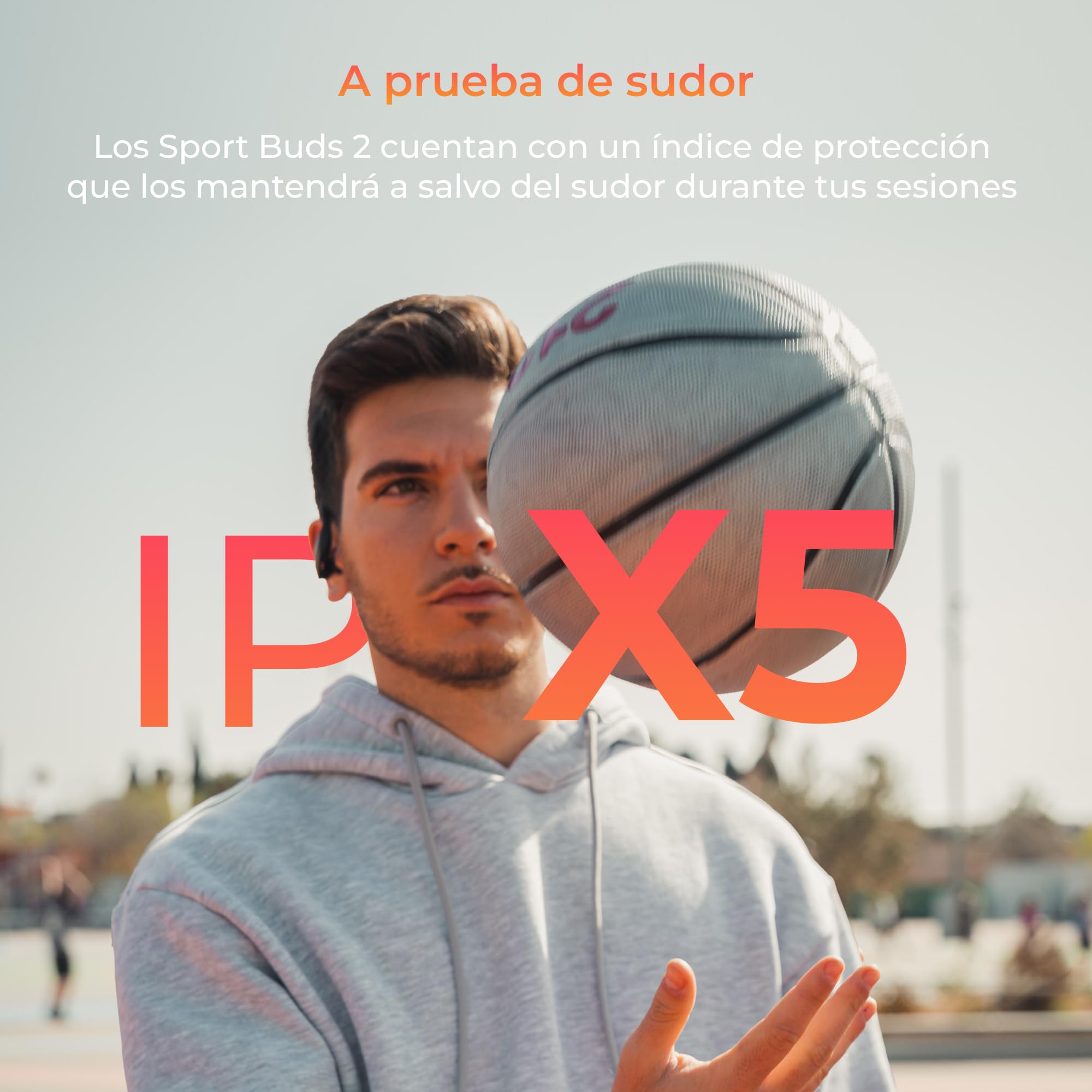 KSIX Sport Buds 2 Bezprzewodowe słuchawki sportowe z mikrofonem. Odporne na pot słuchawki sportowe do rozmów, słuchania muzyki, oglądania telewizji i oglądania komputera.
