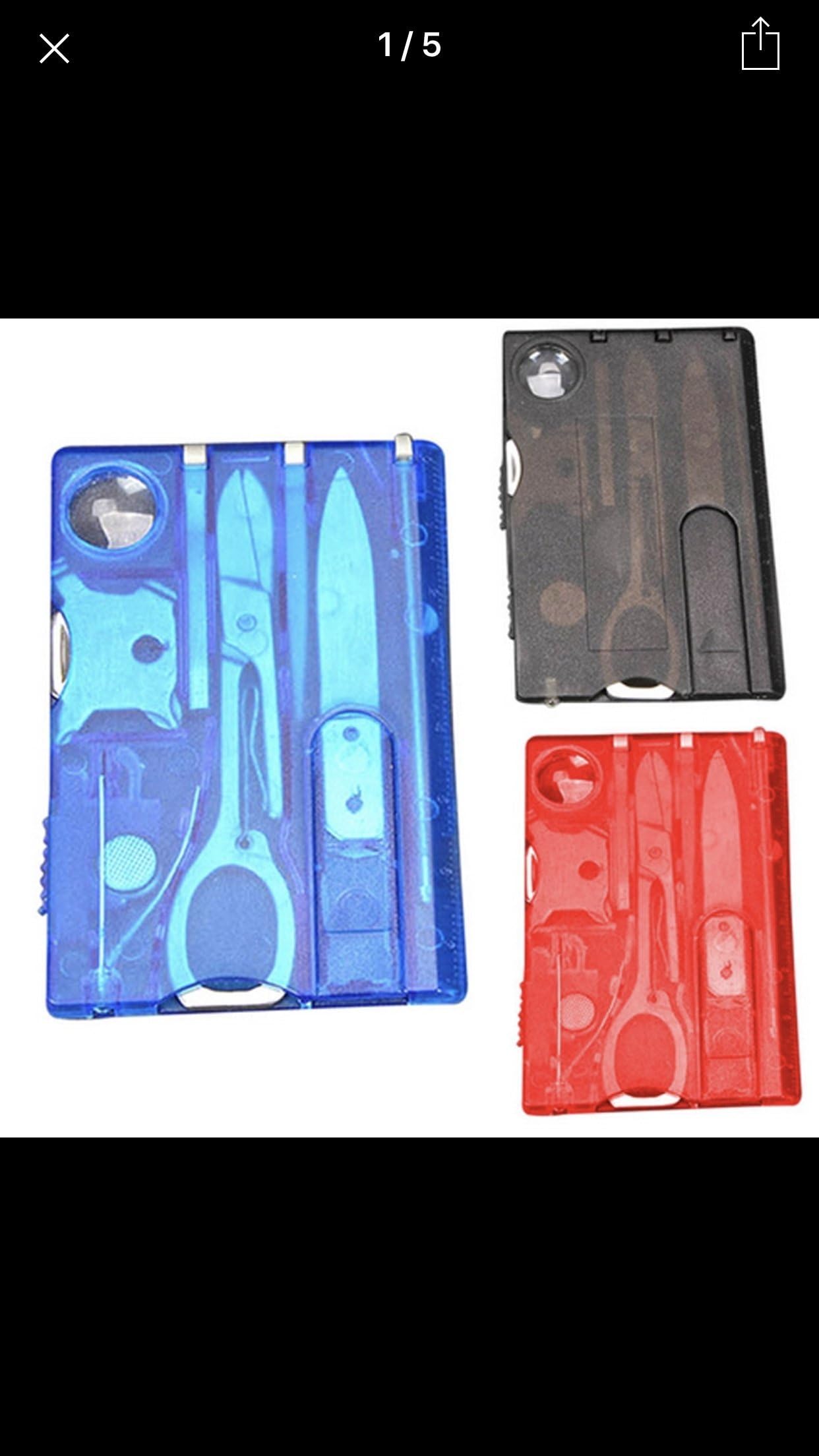 FREE SHIPPING 2 Packs Outdoor Multi-Functional 9-in-1 Tools Card w/ LED Light + Magnifier