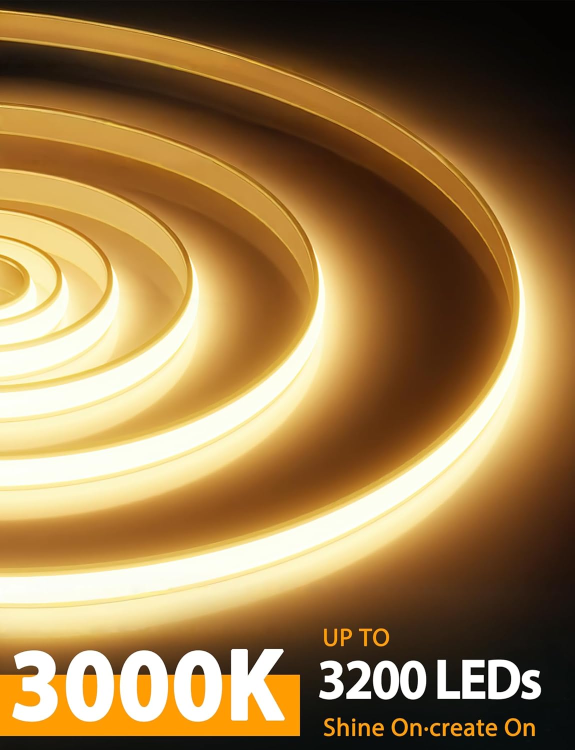 Lamomo COB LED Strip Lights with 3000K color temperature and 3200 LEDs