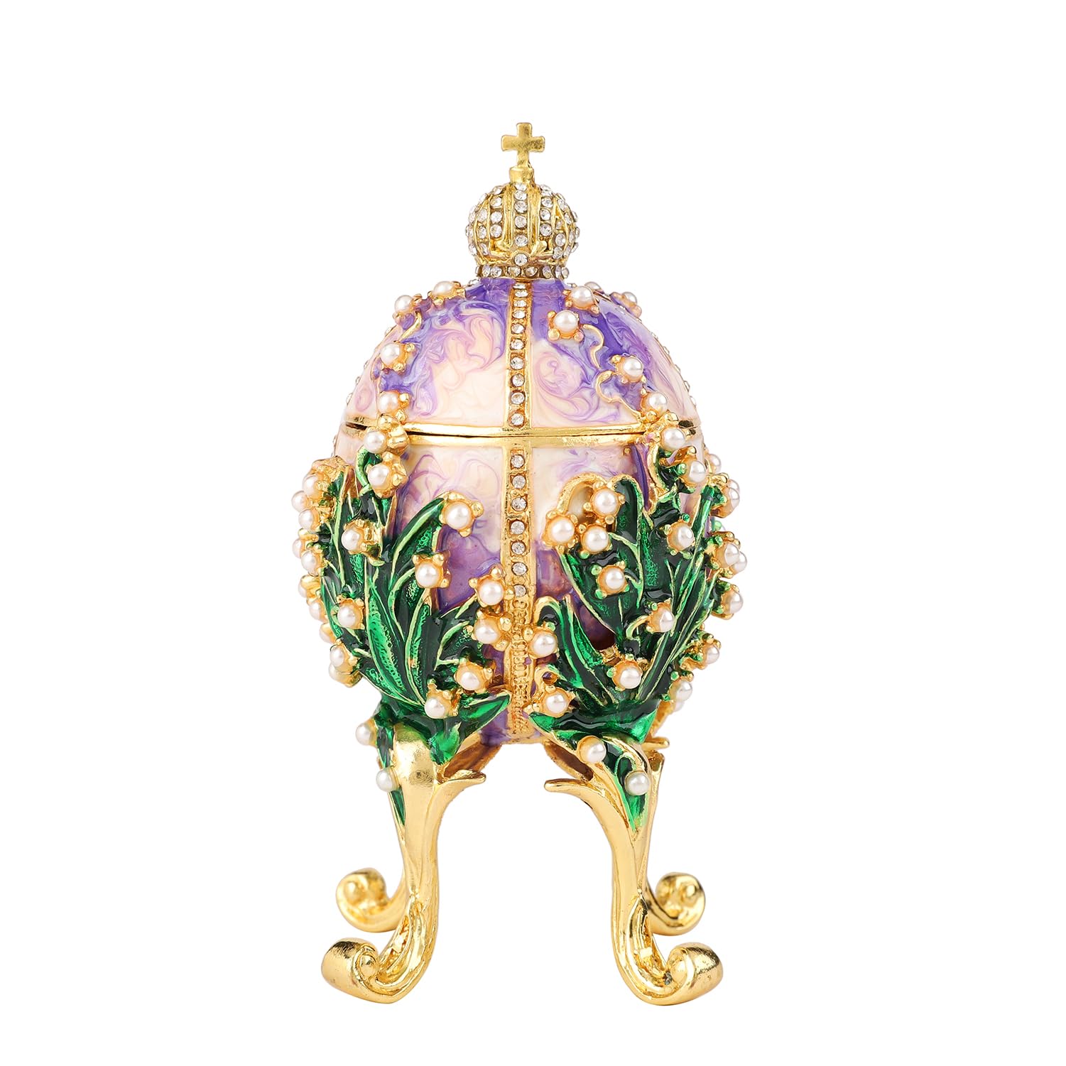 Purple Easter Egg Jewelry Trinket Boxes Hand-Painted Enamel Jewelry Storage Ring Holder Vintage Decoration Gifts