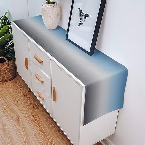 Miniatura 4 de Camino de mesa de centro de 70 pulgadas de largo azul gris degradado casa de arpillera camino de mesa para decoración del hogar manualidades para la