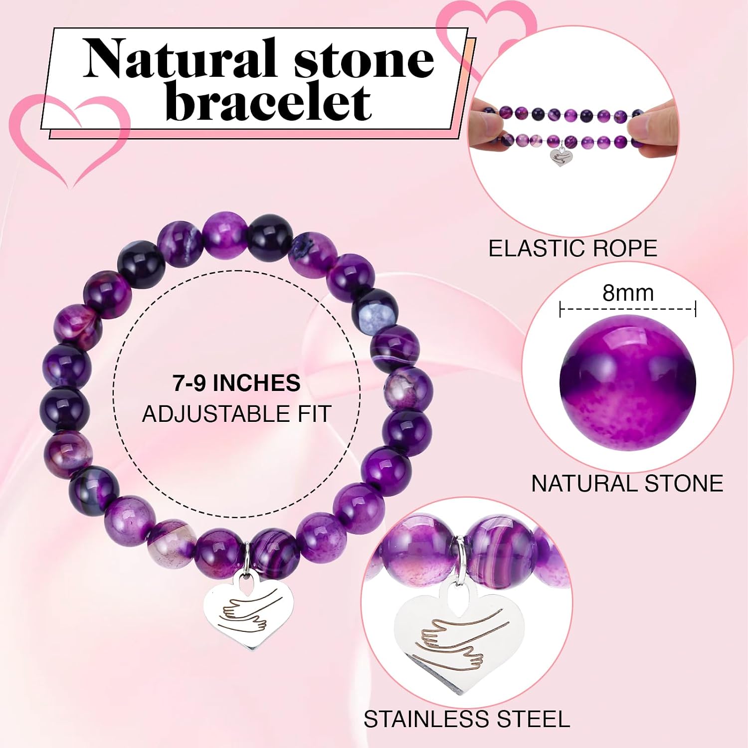 Chuchoter Encouragement Healing gifts,Natural Stone Amethyst Bracelet for Women,Those Facing Illness or Anxiety to Get Well Soon,Inspirational Gifts on Thanksgiving Christmas... - Image 7