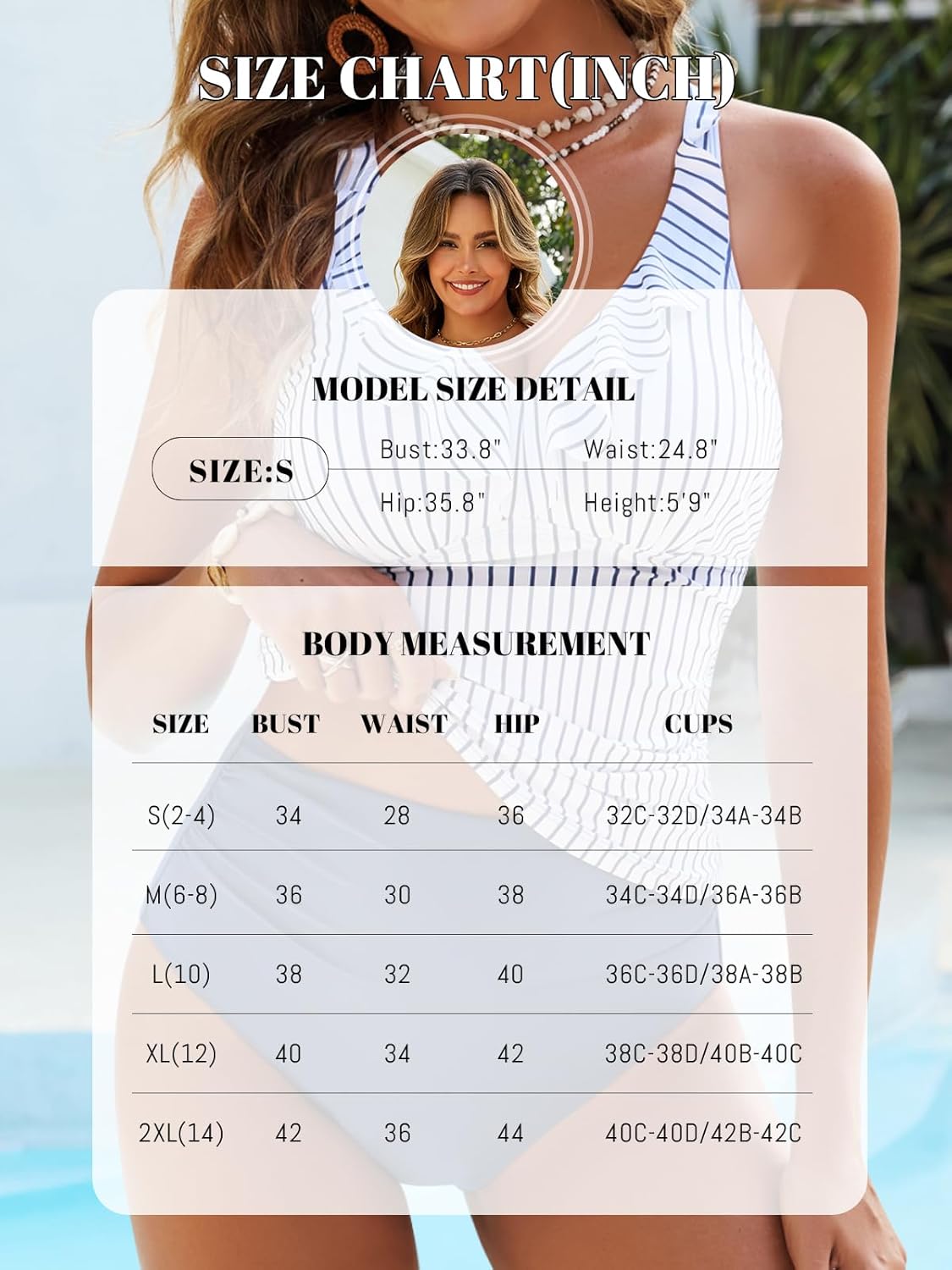 Women's Ruffle Two Piece Swimsuits Tummy Control Tankini V Neck Bathing Suits Modest Swimwear