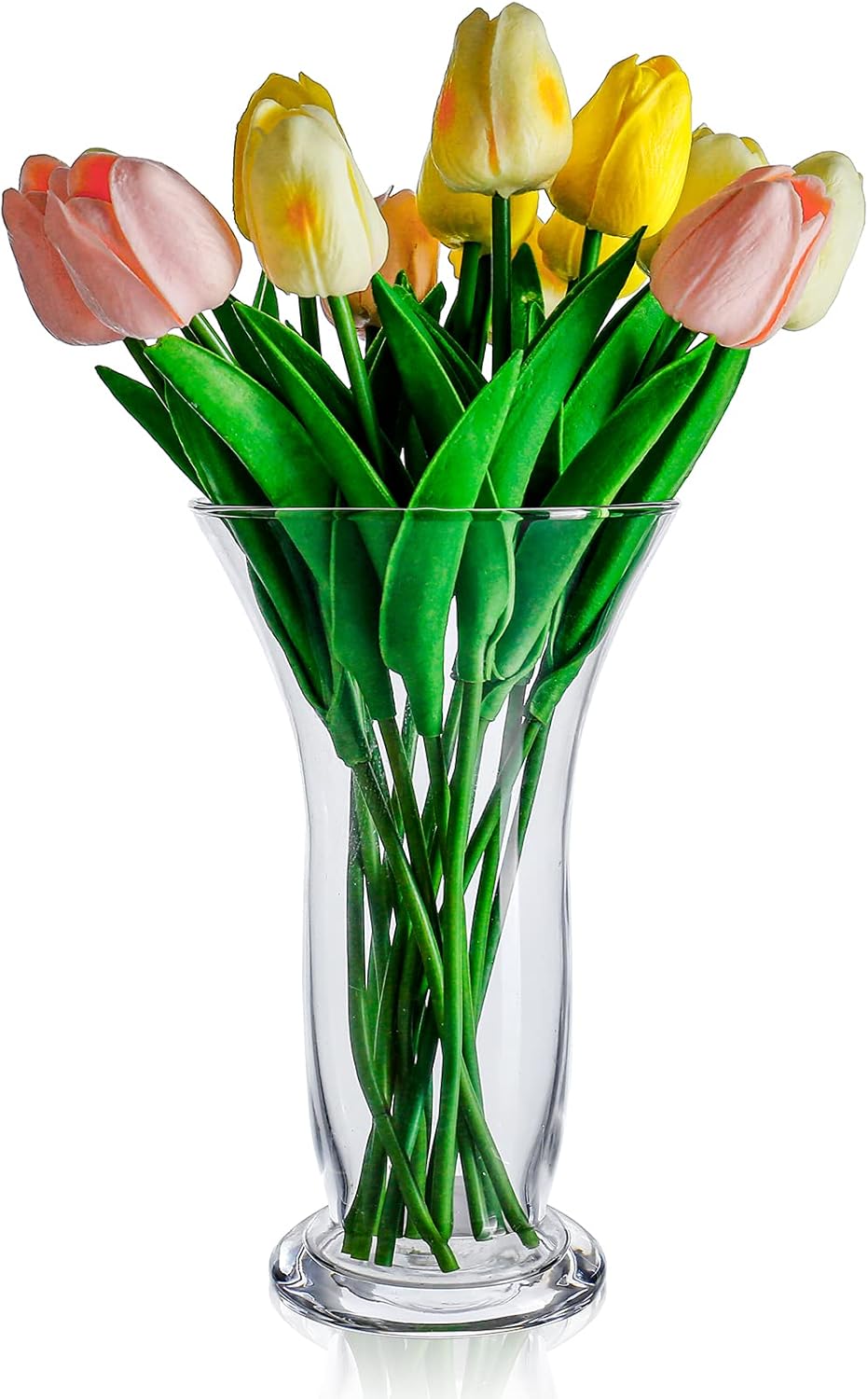 Diamond Star Flower Vase Clear Glass Vase Decorative Vase for Home Wedding Table Centerpieces (5.5"×2.5"×12")