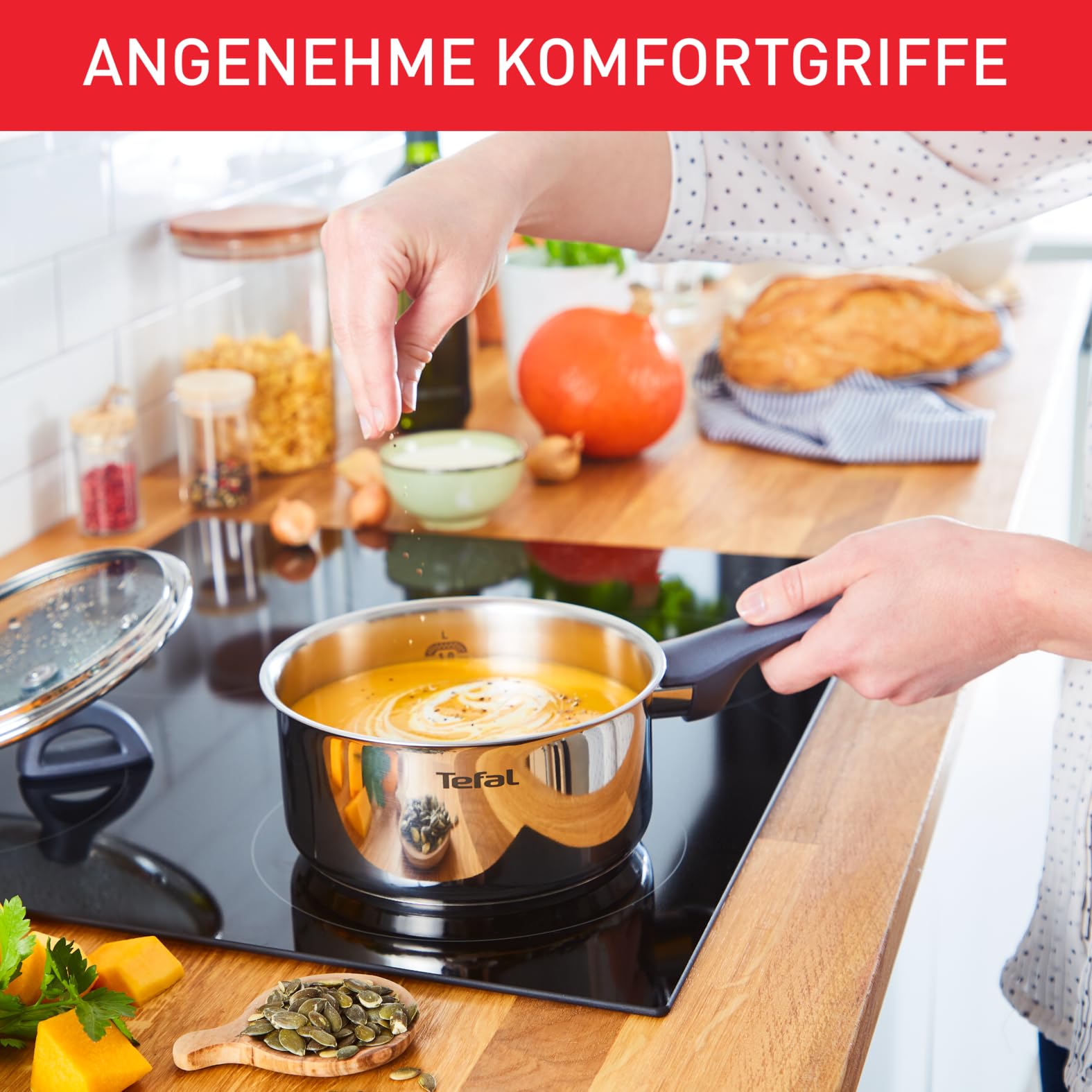 Tefal Daily Cook 11-tlg. Kochgeschirr-Set Edelstahl – Töpfe & Pfannen mit Glasdeckel, Induktion geeignet, für alle Herdarten, Antihaft, spülmaschinengeeignet, backofengeeignet, G713SB