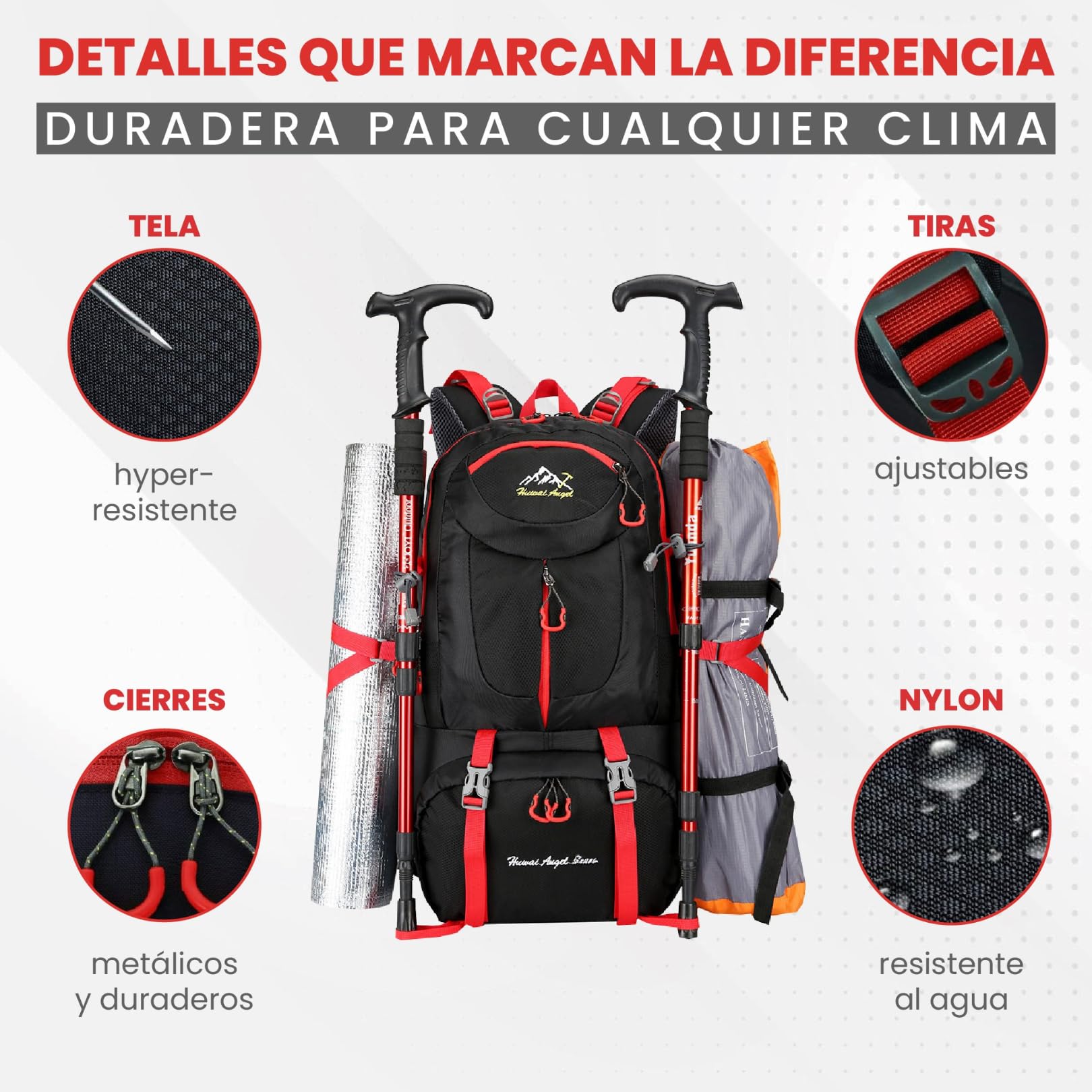 Zaino da trekking 40 l – Zaino da montagna leggero e resistente per escursioni, viaggi e uso quotidiano, uomo e donna