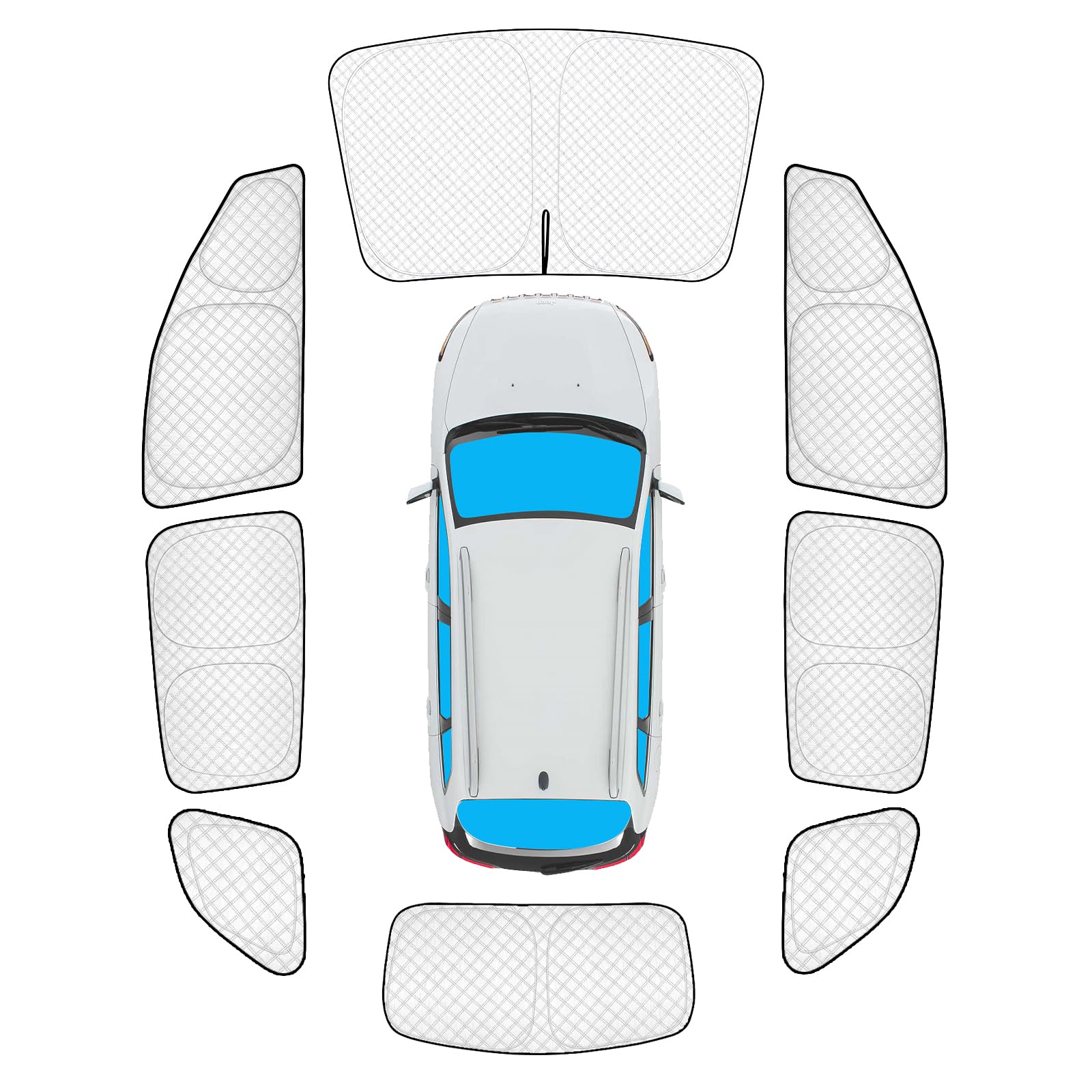 KMF 8pcs Sun Shades for Jeep Cherokee SUV 2014-2023 Accessories (NOT Grand Cherokee),Thicken Full Car Window Covers for Windshield Side Rear, UV Block and Privacy Blackout for Camping
