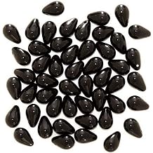 Jablonex 9mm Teardrop Shaped Czech Glass Beads Jet Black 50pcs