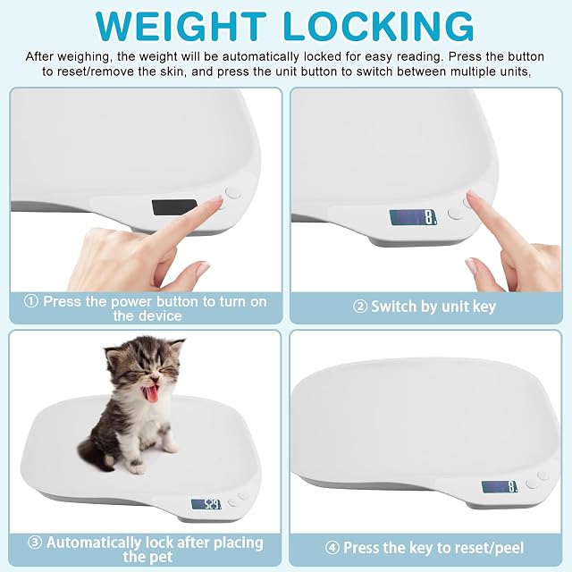 Foto 3 de 7 de GOEDCH Báscula digital para animales pequeños: báscula digital para mascotas de 15 kg (± 1 g)