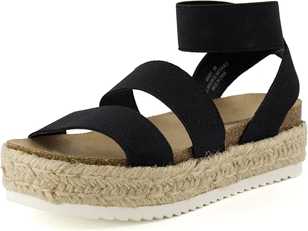 CUSHIONAIRE Mandy Wedge Sandals for Women – Strappy Platform Sandals with Arch Support, Cute Summer Espadrille-Style Platform Dressy Slip-On