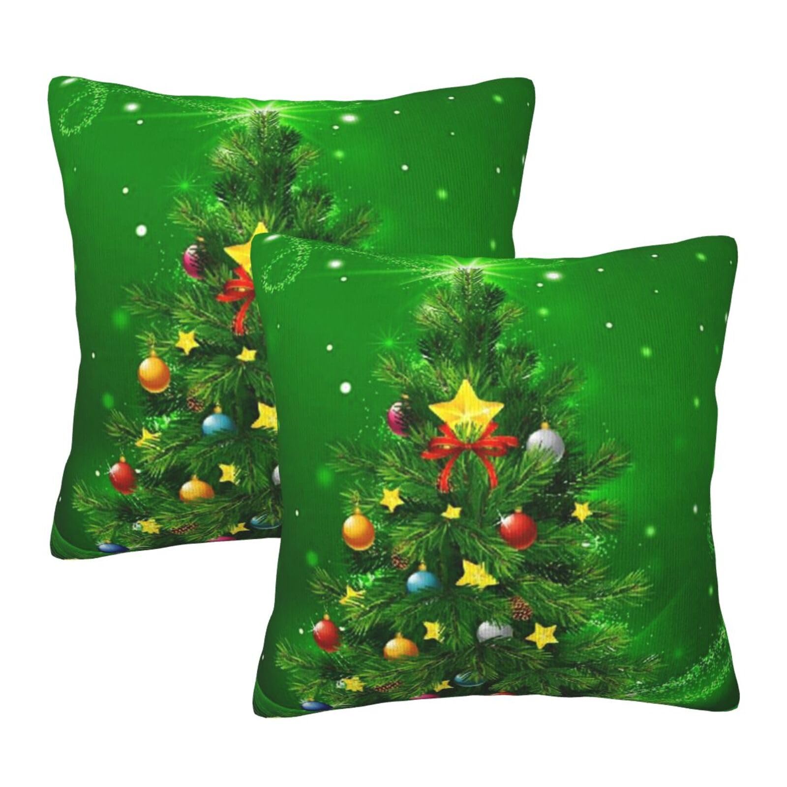 Taies d'oreiller de Noël carrées aux finitions soignées et motif sapin