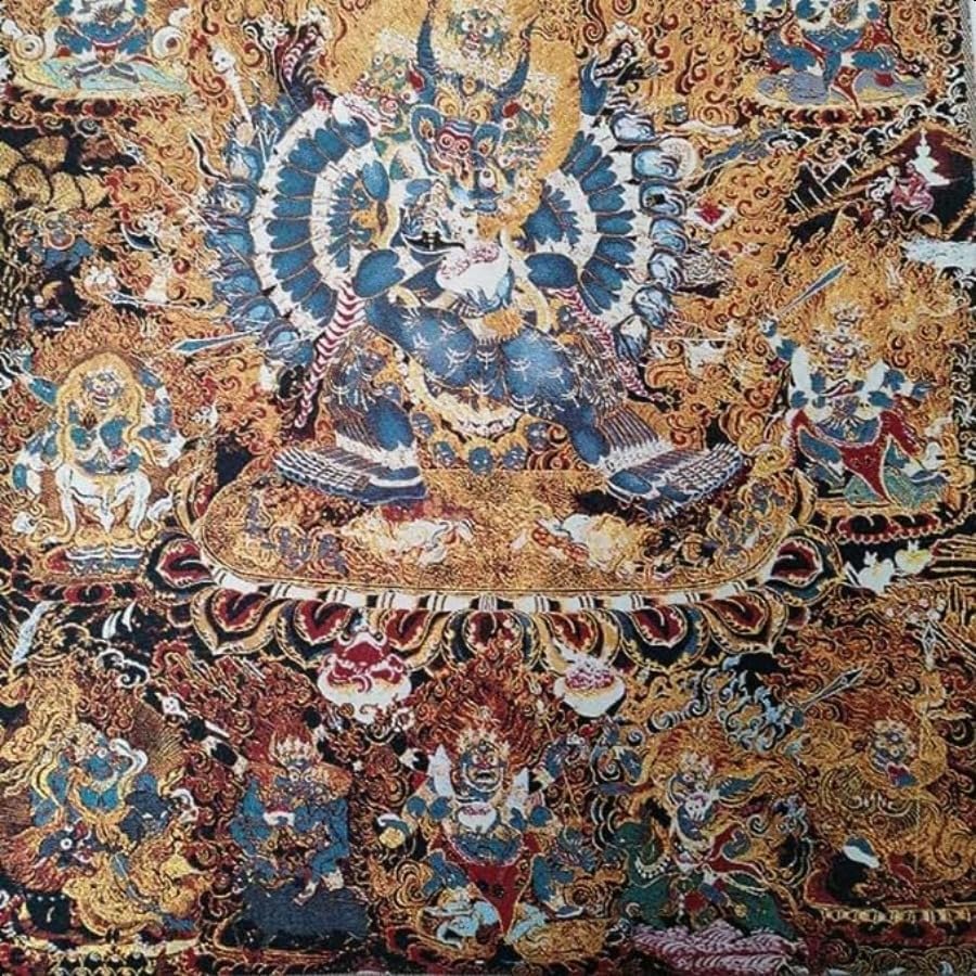 Miniatura 4 de Thangka - Tapiz de seda para colgar en la pared, diseño tibetano, Yama Dharmaraja, deidad budista, Yamantaka, Tangka, yoga, decoración del hogar,