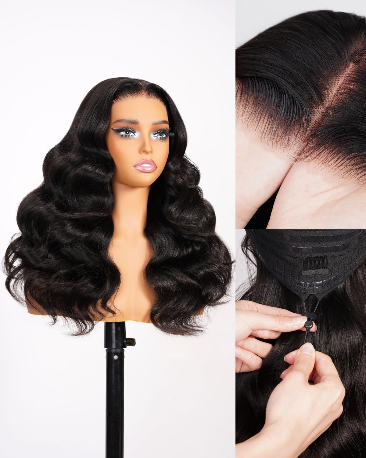 6x5 Glueless Wigs Human Hair Pre Plucked Pre Cut 210% Density for Women Drawstring Wig Human Hair with Baby Hair Wear and Go Body Wave Wig Pre Plucked with Natural Hairline(20 Inch)