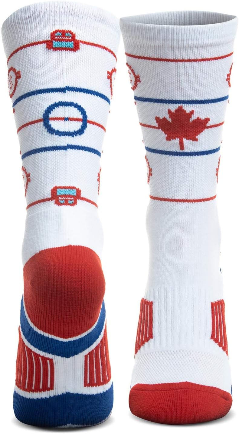 ChalkTalk SPORTS Hockey Athletic Woven Mid-Calf Socks | Hockey Canada Rink Socks | White