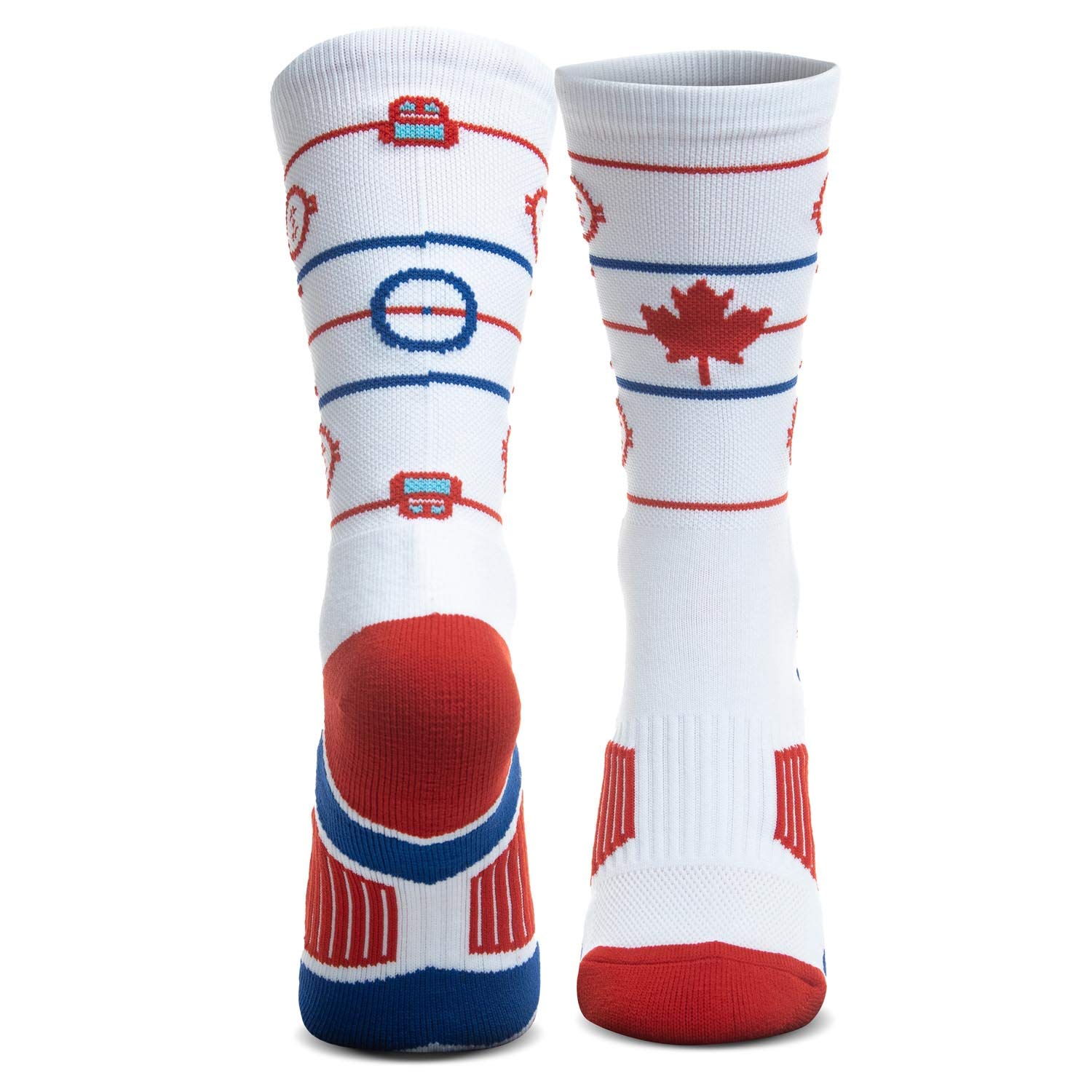ChalkTalkSPORTS Performance Crew Socks - Canada Hockey Rink - White Mid-Calf Socks
