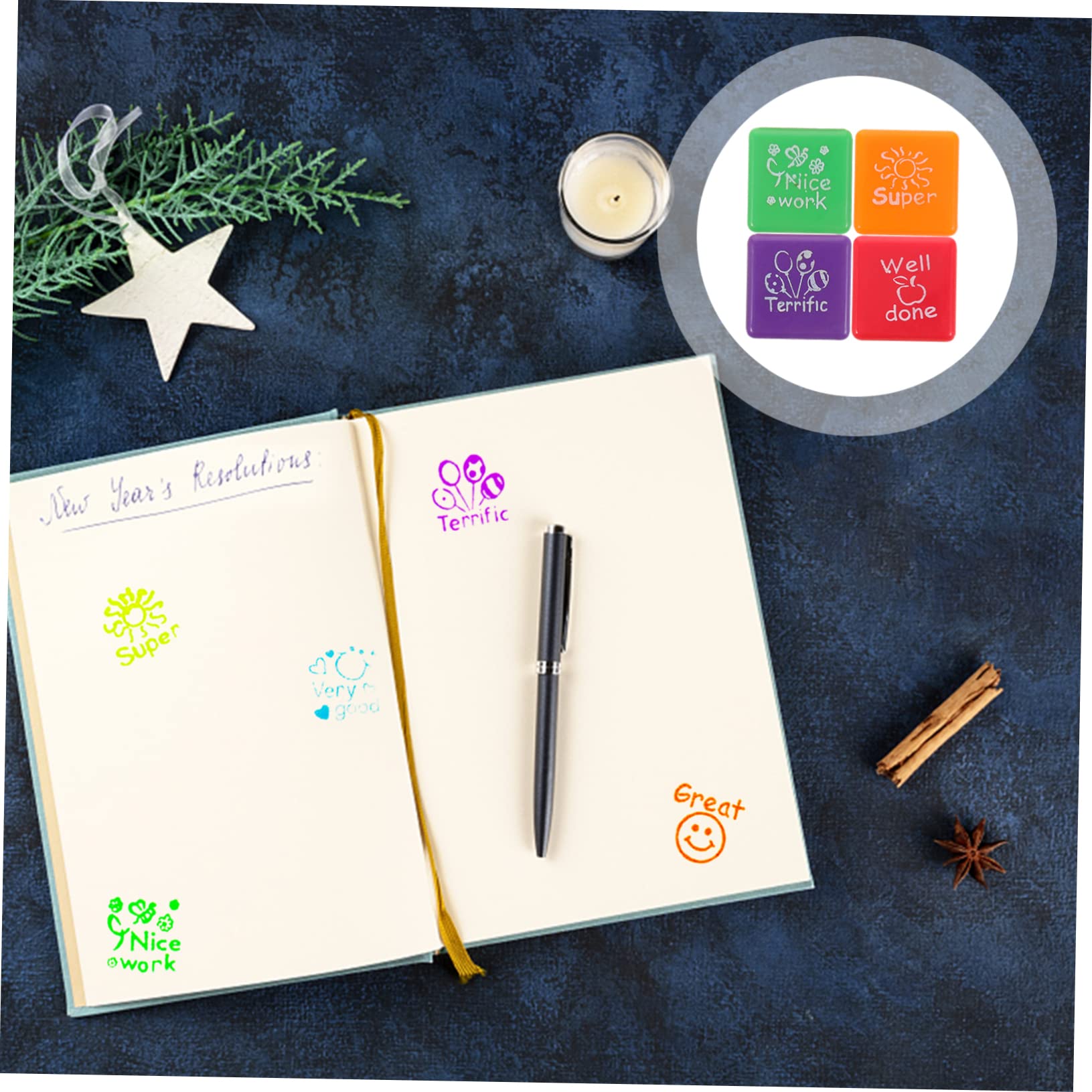 STOBOK 3 Set Di Timbri Decorativi Per Adesivi Per Ragazzi E Ragazze Delle Scuole Elementari Y Retro Journaling Scrapbooking Timbri Per La Creazione Di Biglietti 4 Pezzi * 3