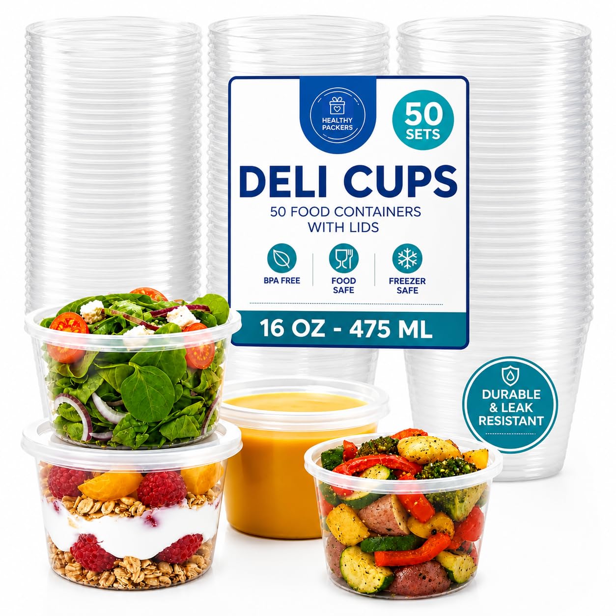 Amazon.com: Healthy Packers 50 Set 16 oz Plastic Deli Containers
