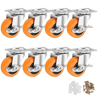 Caster Wheels,2.5 Inch Plate Swivel Casters Set of 4 with Brake