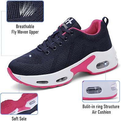 Womens Orthopedic Trainers Running Shoes Air Cushion Athletic Sports Lightweight Tennis Walking Sneakers Casual Mesh Breathable Ladies Fashion Plantar Fasciitis Jogging Shoes