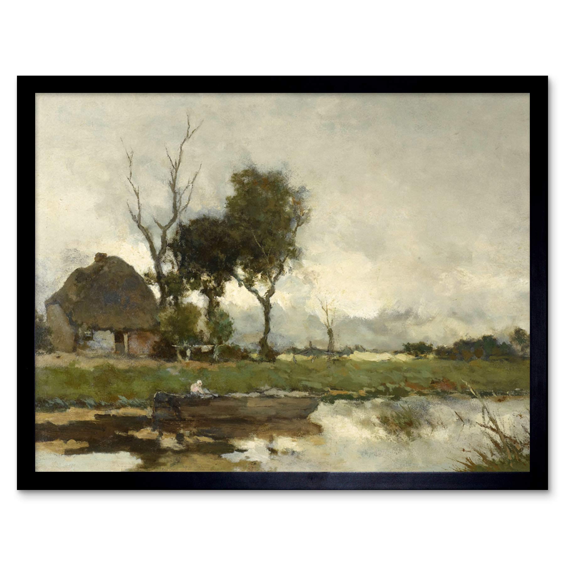 Artery8 Weissenbruch Autumn Landscape Cottage Painting Art Print Framed Poster Wall Decor 12x16 inch
