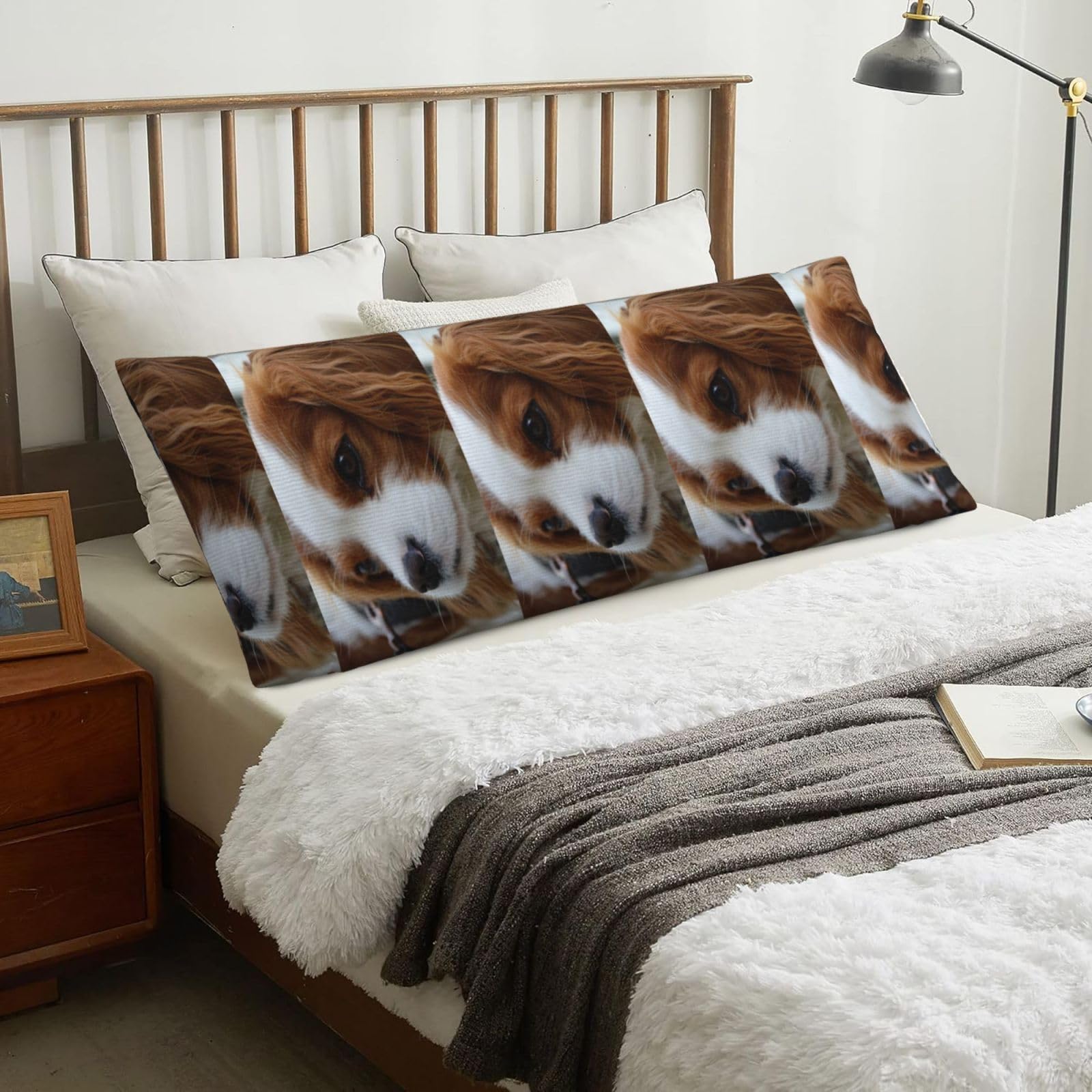 Cute Cavalier King Charles Spaniel, Body Pillow Cover with Zipper,Long Body Pillowcase 20 x 60 in