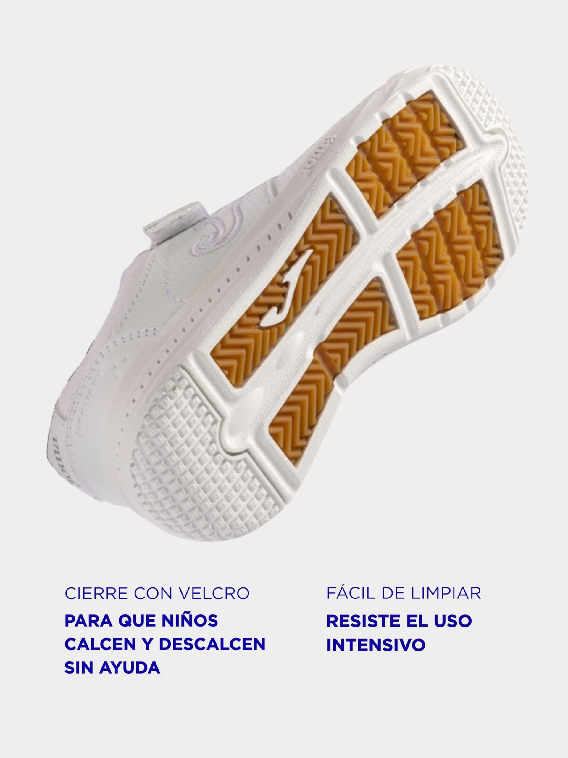 Joma WHARW2202V Deportivas Blancas para niños, Cierre de Cinta Textil Adhesiva y Plantilla de Piel, Ideales para Llevar al Cole a Diario NIÑO Deportivos