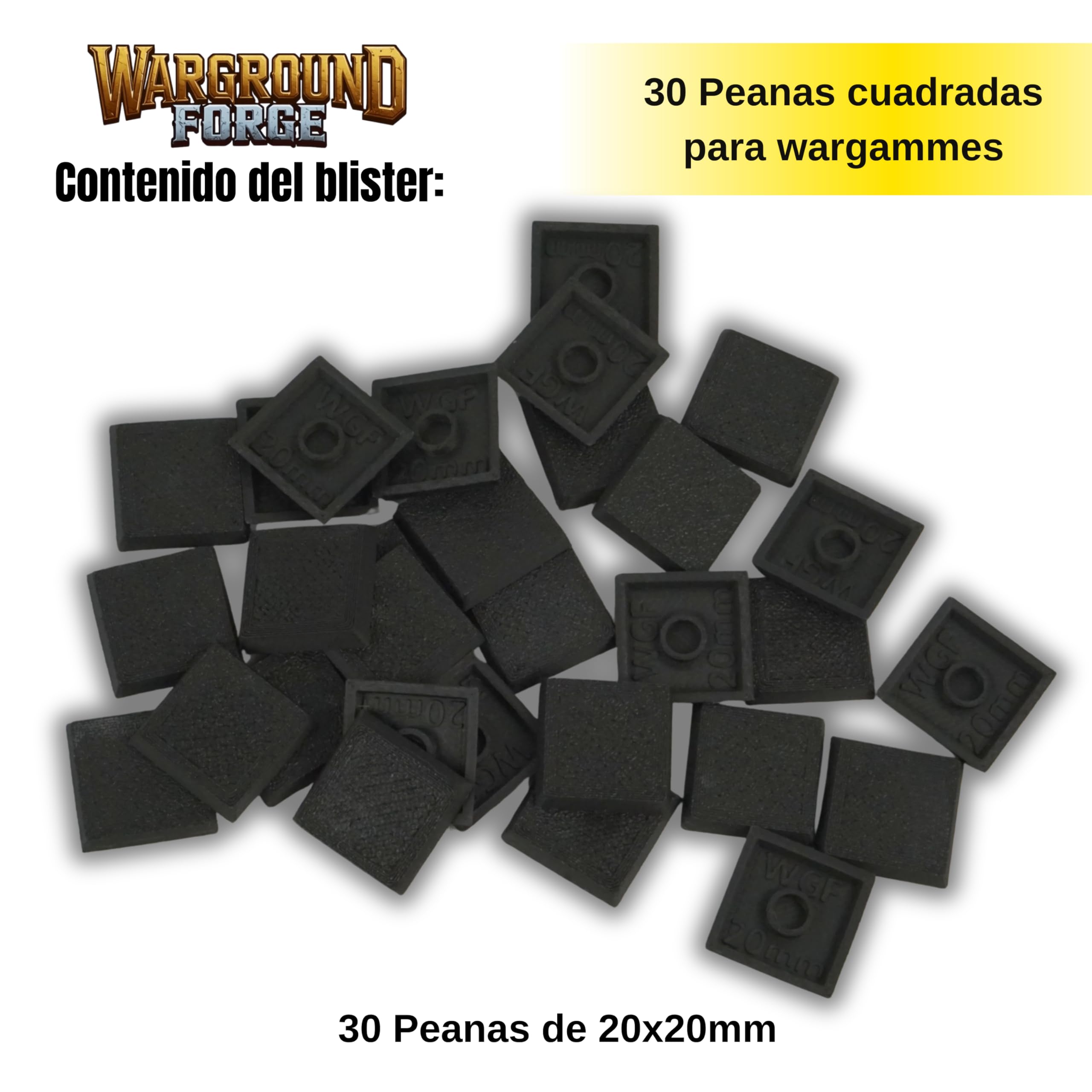 Peana Cuadrada 20mm (30 Unidades), peanas para Wargames cuadradas, rectangulares, Pintura y modelismo, para Figuras, miniaturas rol, Juegos de Mesa wargame de Miniatura (20, 30mm)