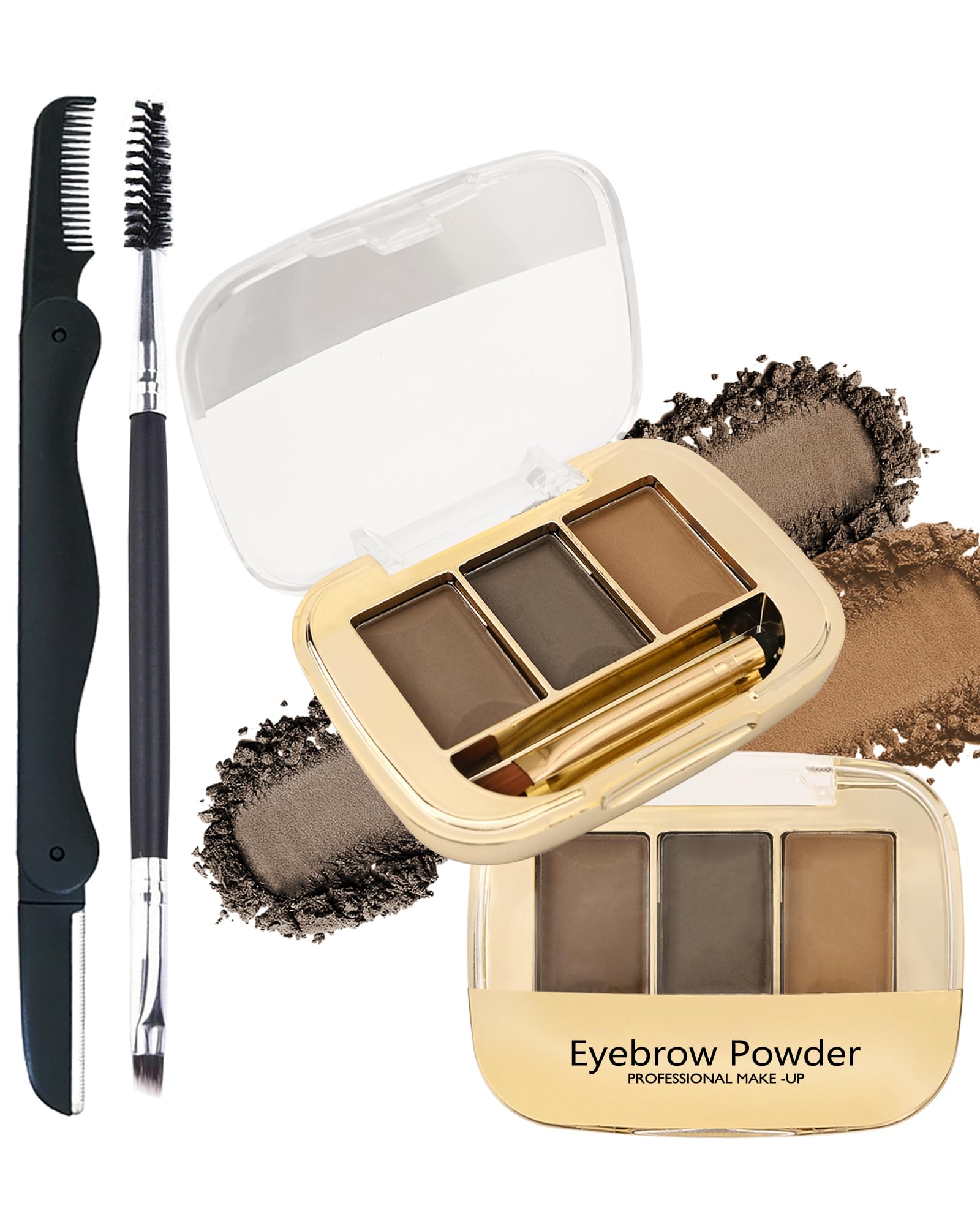 Eyebrow Powder Makeup kit-3 Colors Eye Brow Tinted Powder Palette Long-Lasting Waterproof