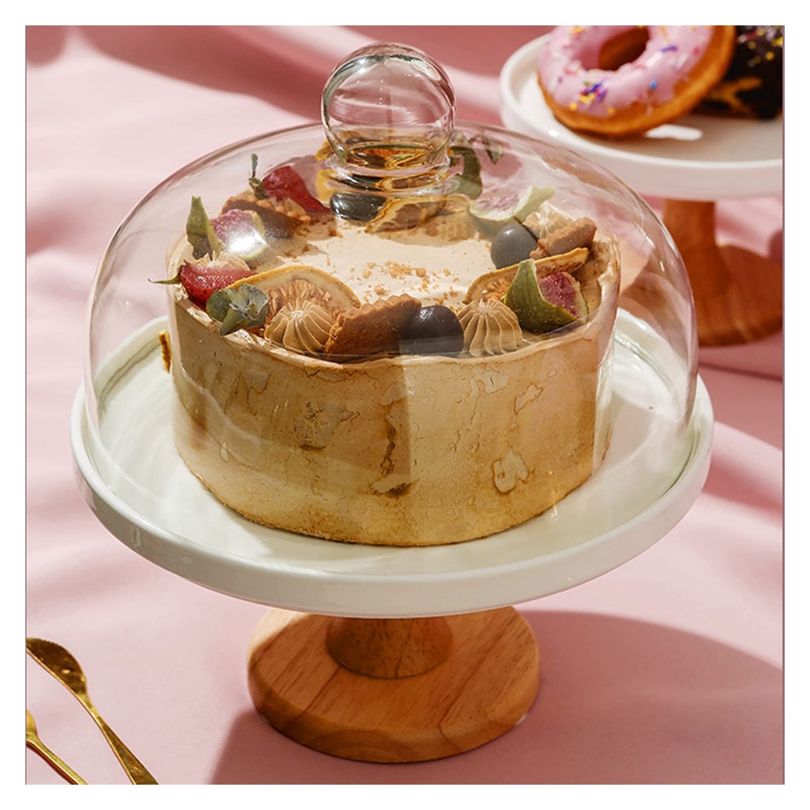 Alzata per Torta Vassoio for torta alto in ceramica Tavolo da dessert Matrimonio Compleanno Puntelli Espositore Vassoio for pasticceria Piatto for snack Alzata per Dolci(A,L)