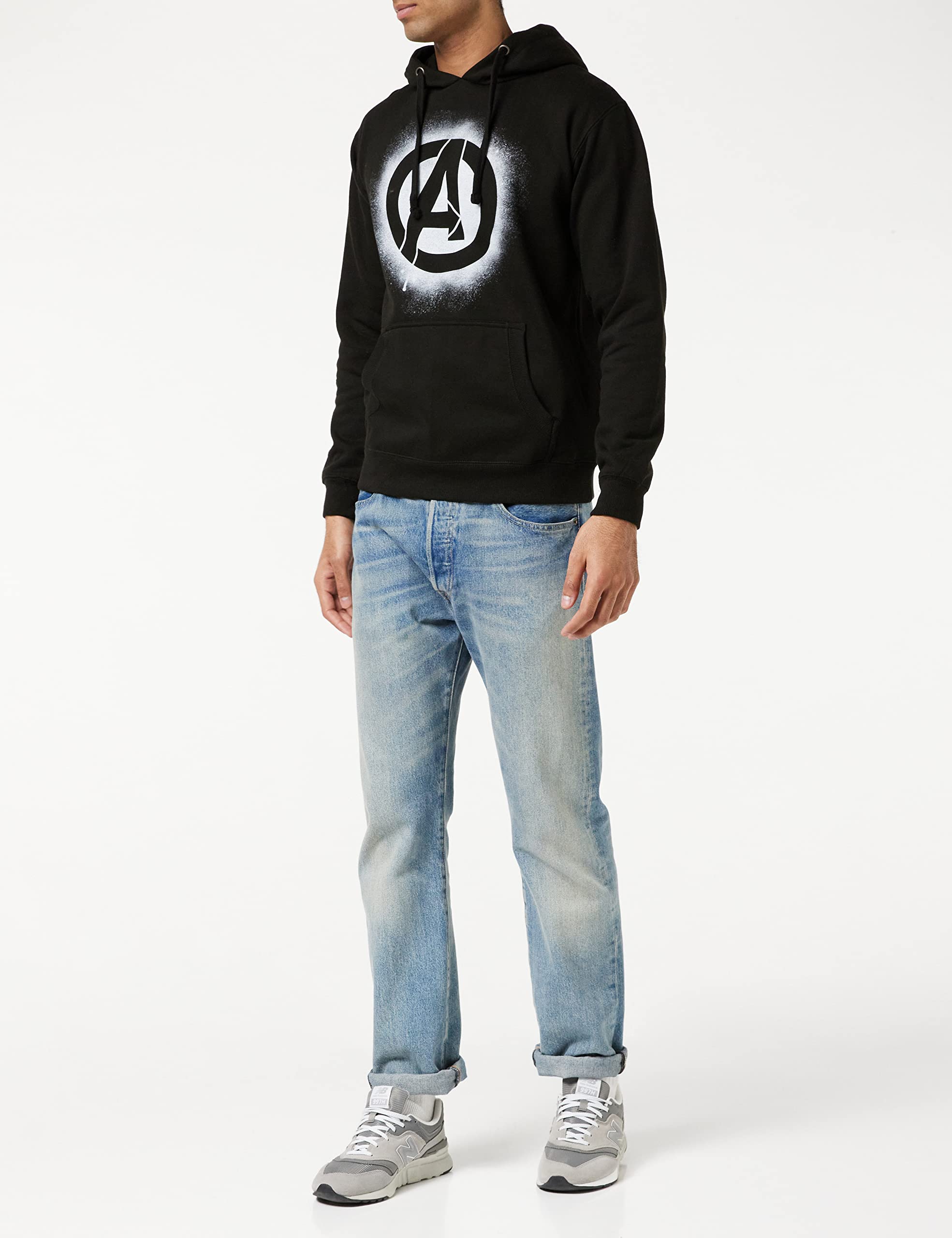 Marvel Avengers Stencil Logo Cappuccio Felpa con Uomo