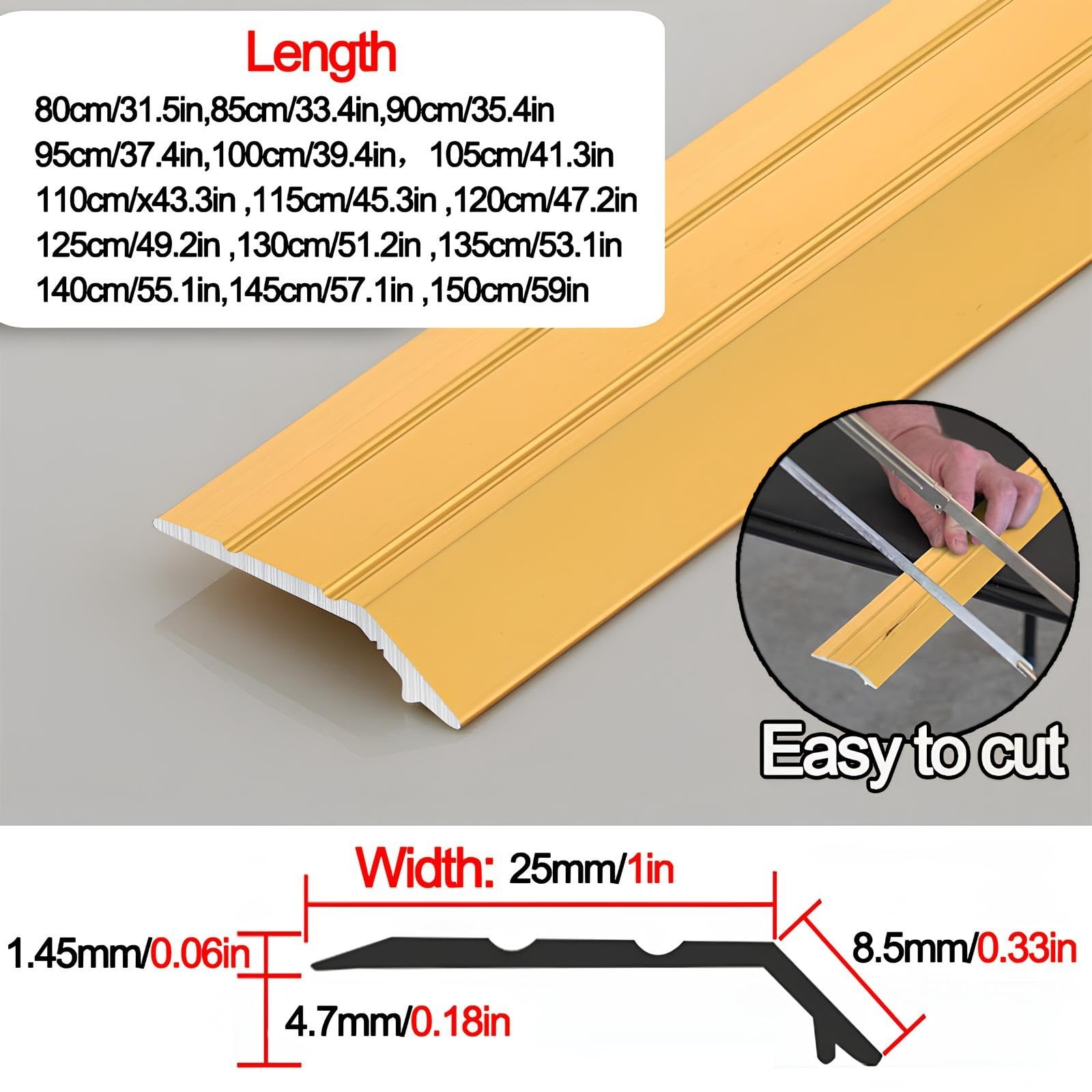 Striscia Di Transizione Autoadesivo Moquette E Piastrelle Protezione Bordi | Alluminio Striscia Di Soglia Ispessito Profilo Angolare Senza Forature(Gray,2.5cmx120cm)
