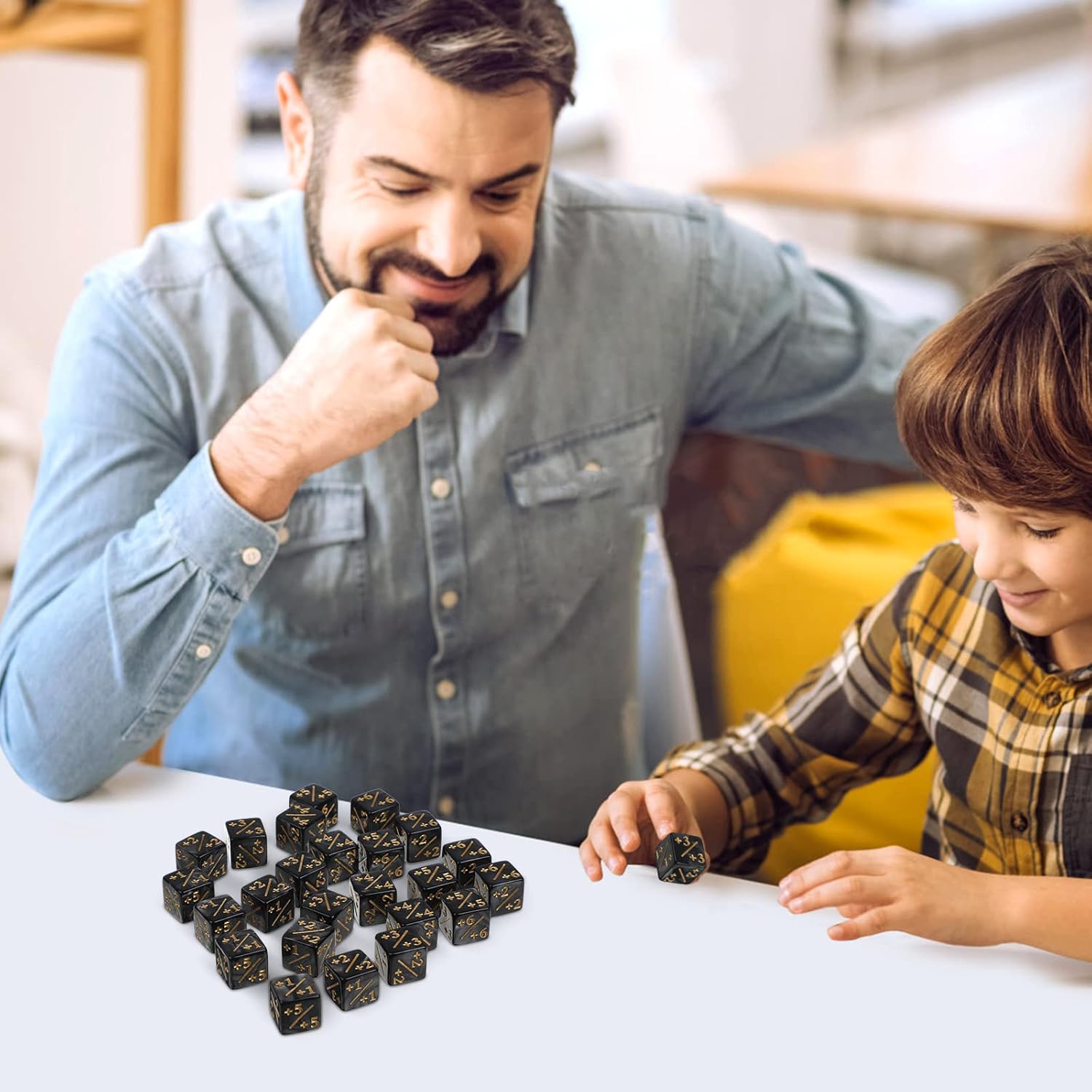 30Pcs Token Dice Counters D6 Plus Dice Set Acrylic Board Game Accessory Compatible with MTG TCG Card Games and Education Accessories (Black)