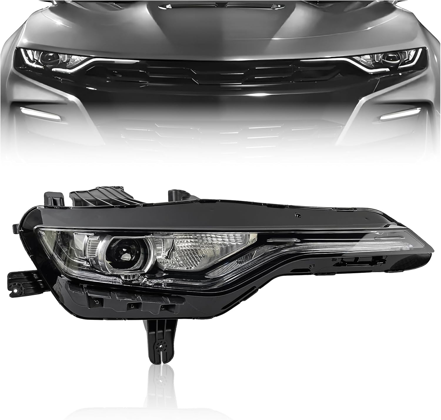 Head Light Assembly for Chevy Camaro 2019-2023, LED Factory OEM Style W/ LED DRL Projector Head Lamp Headlight Assembly for Chevy Chevrolet Camaro 2019-2023 84529725 GM2503489, Passenger Side