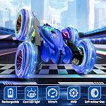 Télécommande, recharge rapide et directe RC Voitures avec lumière colorée, double face 360° Flips RC Voiture à talons 2.4Ghz 4WD Tous terrains RC Voiture de course cadeau de Noël pour les garçons et les filles âgés de 3 à 12 ans