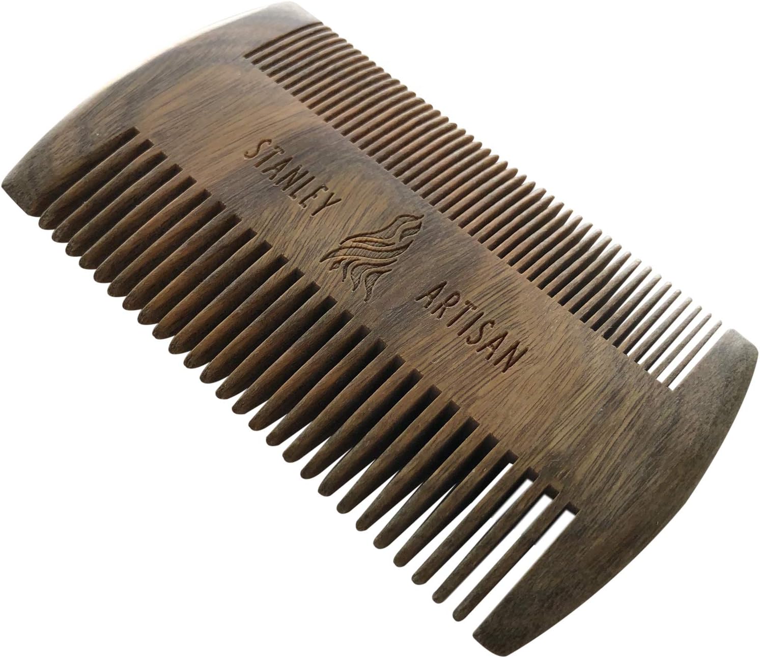 Beard Comb - Handmade Natural Sandalwood Fine and Medium-Toothed Beard Comb by Stanley Artisan
