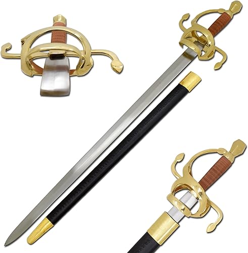 Medieval Warrior Funda de cuero negra hecha a mano con espiga completa de espiga