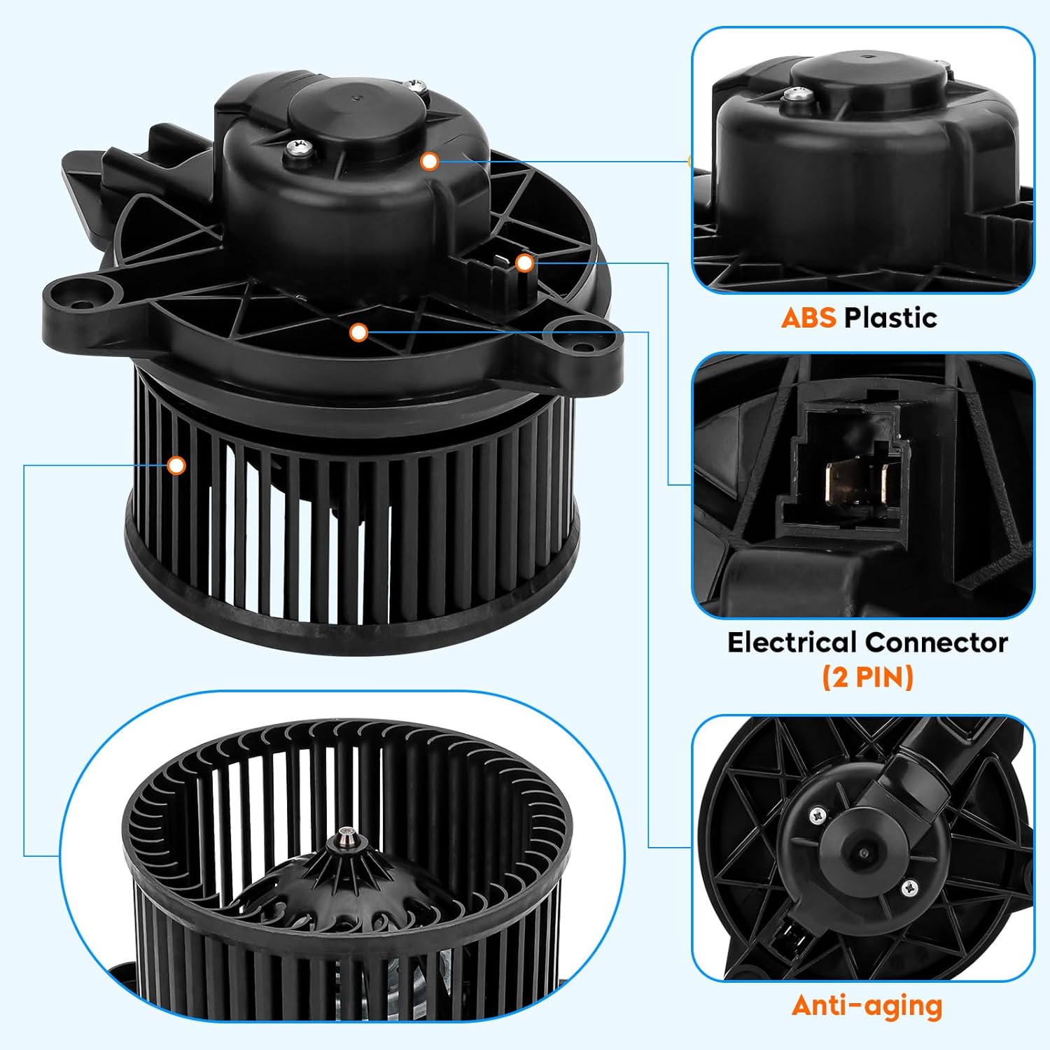 700167 AC Heater Blower Motor Assembly with Fan Cage Fit for Chrysler Aspen 2007 2008 2009, for Dodge Durango 2004 2005 2006 2007 2008 2009, Repalces 5061381AA CH3126122