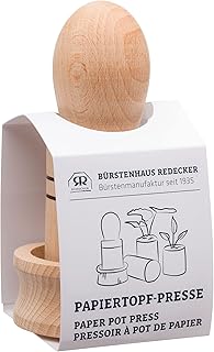 REDECKER Paper Pot Press, Untreated Beechwood Tool for Creating Biodegradable Seedling Pots, Made in Poland