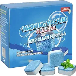Pastilhas para Limpeza de Máquina de Lavar Roupas Pastilha Efervescente Multifuncionais Limpa Máquina Eficiente para Lavadora Front-load e Top-load Formato em Pastilha (12)