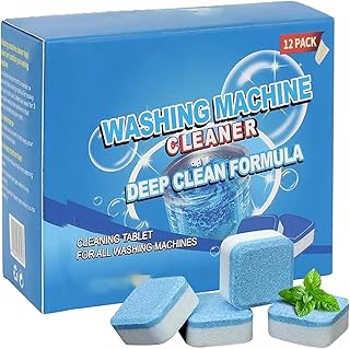 Pastilhas para Limpeza de Máquina de Lavar Roupas Pastilha Efervescente Multifuncionais Limpa Máquina Eficiente para Lavadora Front-load e Top-load Formato em Pastilha (12)