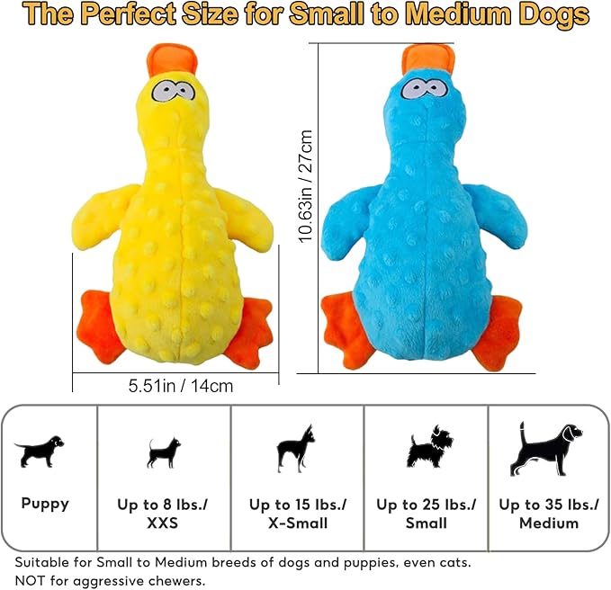 Juguetes para Perros Squeaky Adpartner, 2 Pack Pato de Peluche con Sonido miniatura 7