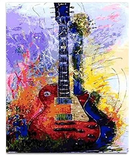 Amazon.com: Pintura por números para adultos, juego de pintura de acuarela para  guitarra, lienzo al óleo con pinceles y pinturas acrílicas para  principiantes y decoración del hogar, 16 x 20 pulgadas, sin
