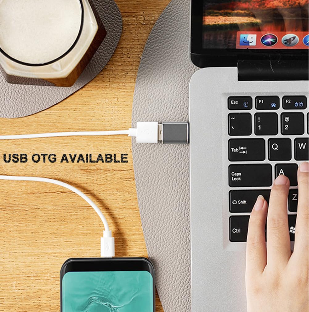 Adattatore USB C a USB OTG USB3.1 Femmina a USB Tipo C Maschio Compatibile con MacBook iPhone iPad Samsung Galaxy Smartphone Grigio