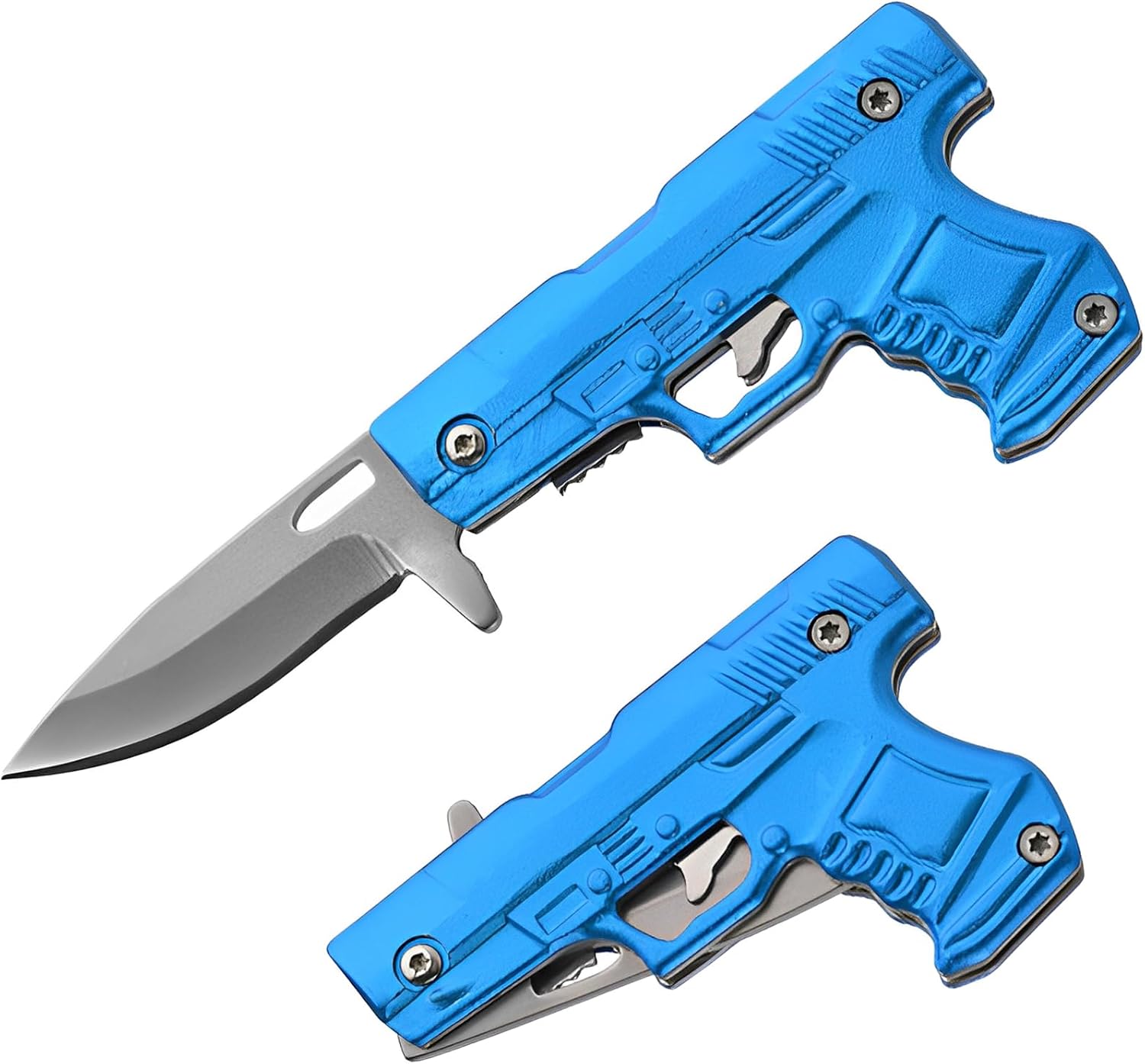 Small Pocket Knife for Men Women,Cool Stuff Gadgets for Everyday Carry Gifts Ideas (2 Pcs-Blue,Black)