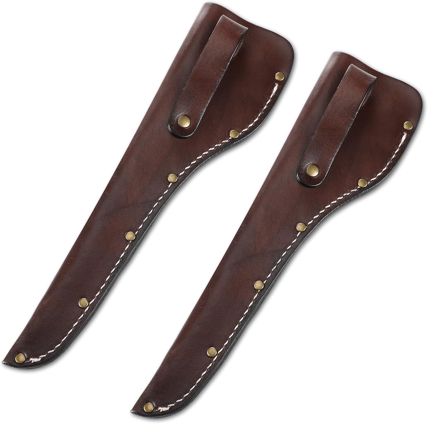 Shinylin 2 Pcs Leather Knife Sheath for 6 Inch Blade, Western Style EDC | Brown Genuine Leather, Snap Button Secure Closure, Belt Holster for Hunting Camping, Outdoor Carry, Gift Ready