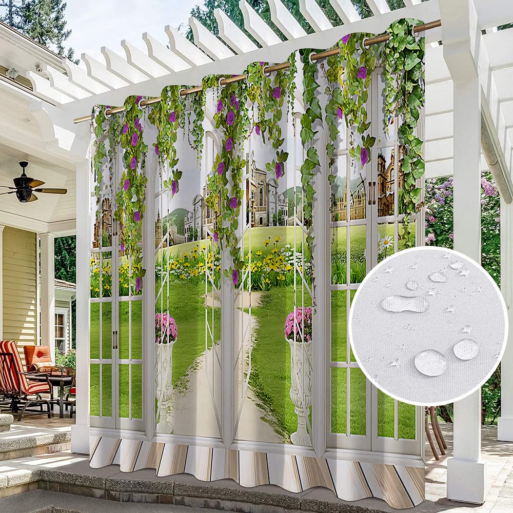 Rideaux de jardin imperméables pour terrasse, porche, pergola cabane, tonnelle, auvent à œillets - Un panneau (254 cm x 234 cm)