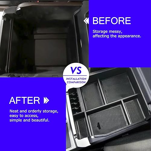 Miniatura 4 de XXCIWP Bandeja de consola F150 2018, bandeja organizadora de consola central para Ford F-150 Raptor 2015-2020, reposabrazos medio, caja de